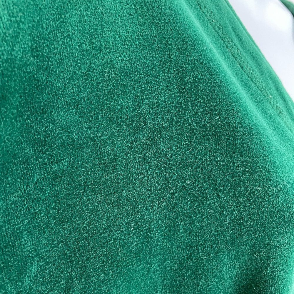 Vintage Y2K Womens VELOUR Jacket Sz LP Dark Green FULL ZIP Long Sleeve Holiday - Picture 8 of 12